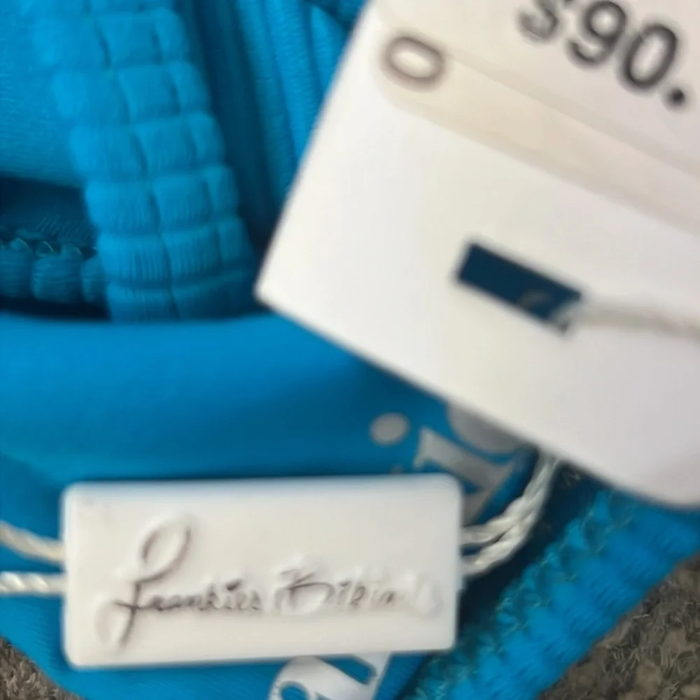 Frankie's Bikinis Cole Ribbed Scoop Bikini Top In Azuro (Blue) Size XS NWT - Picture 8 of 8